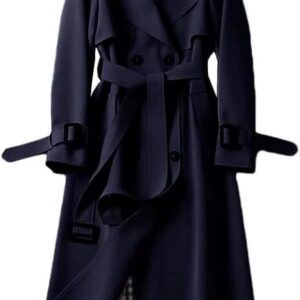 classic navy blue trench coat
